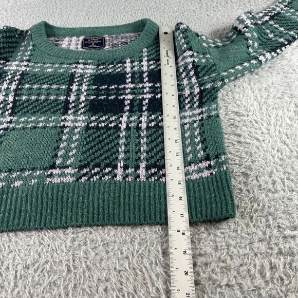 Abercrombie Fitch Plaid Cropped Sweater Green Pink Womens Size XS - Picture 5 of 9